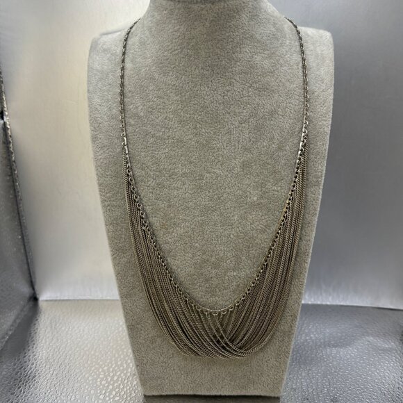 Intimate Silver-Tone Multi-Strand Draped Chain Necklace For Women Feminine - Picture 3 of 12